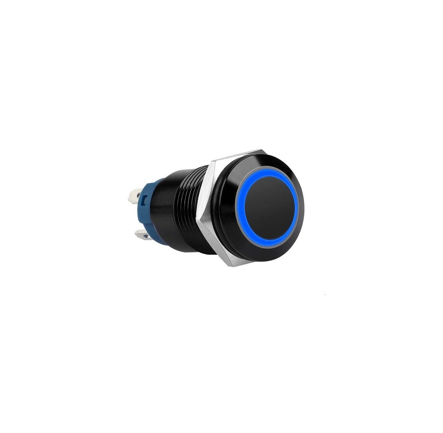 Drukschakelaar blauwe verlichting - 19mm - 1NO1NC Drukschakelaar blauwe verlichting - 19mm - 1NO1NC